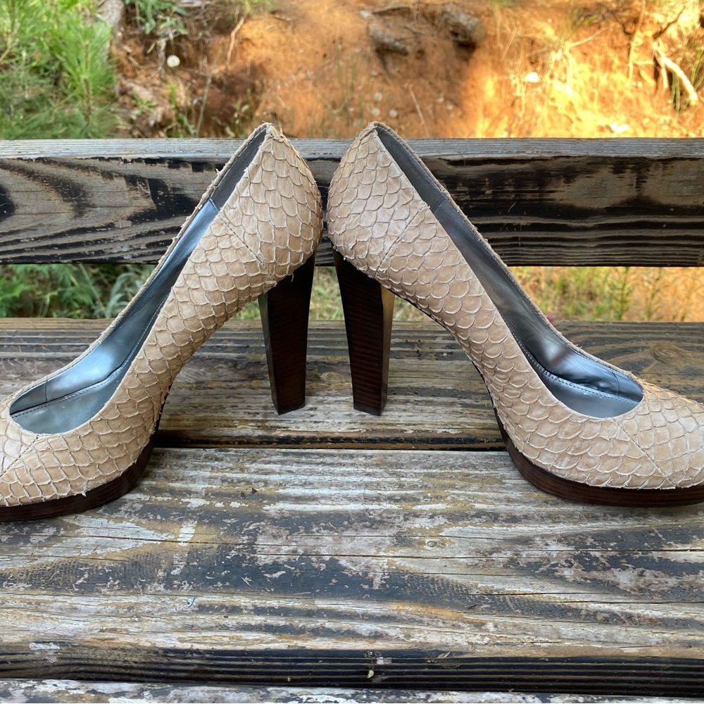 Calvin Klein Beige Snake Heels - Picture 4 of 10